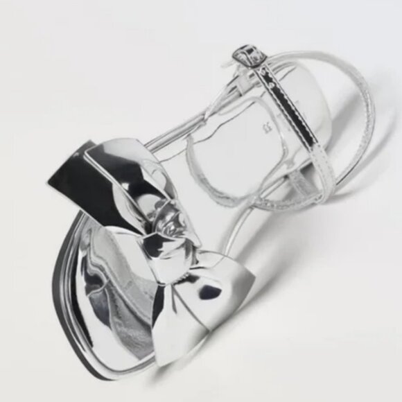 Zara Girls' Mirrored Bow Sandals (NWT) - Picture 2 of 6